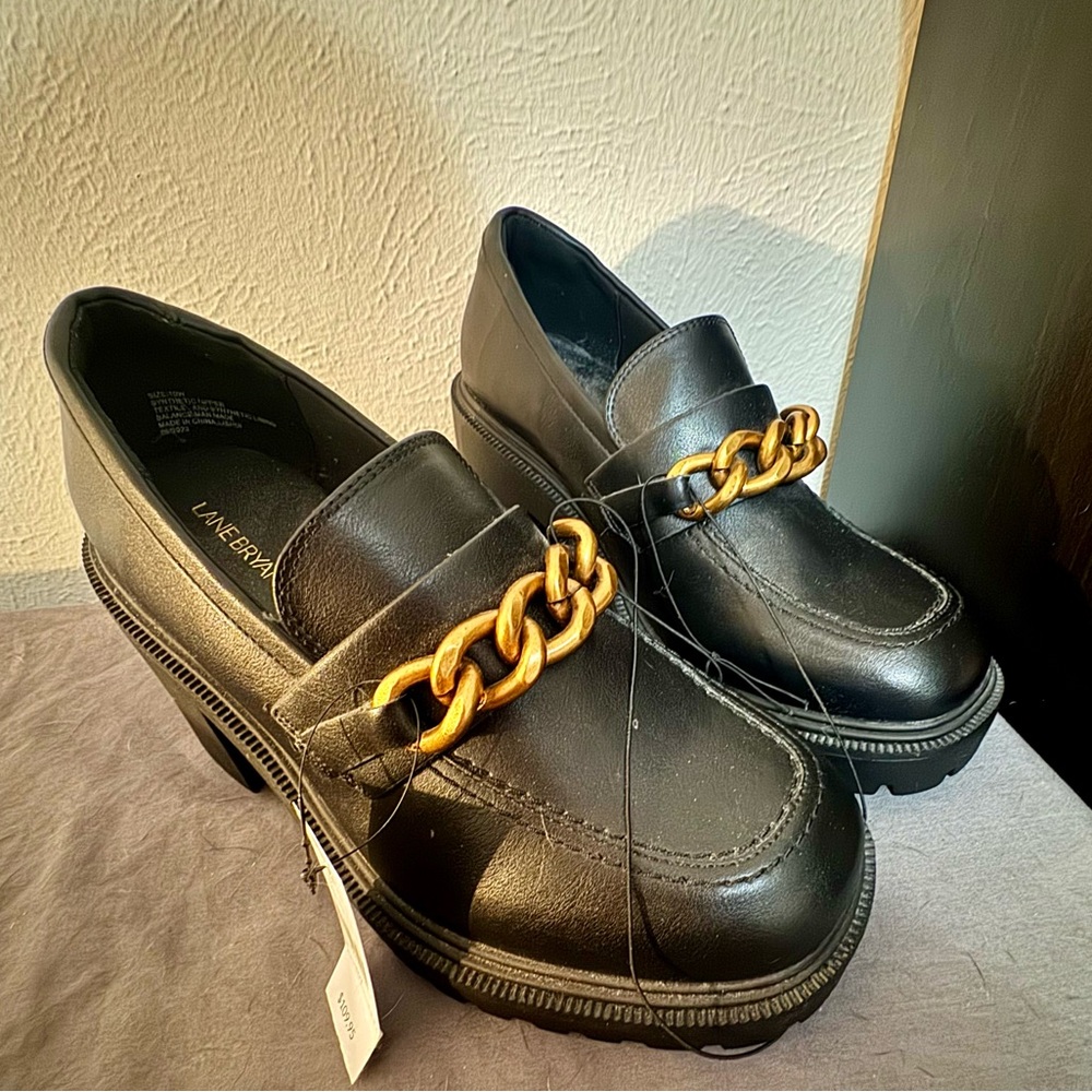 Wide Width Black Chunky Loafers